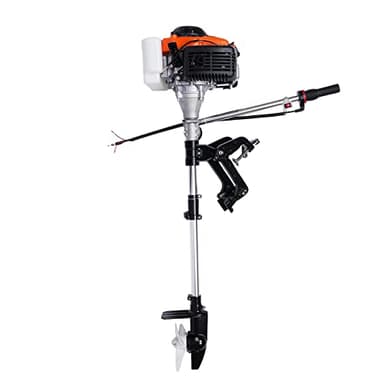 4 Stroke 4HP Outboard Motor 53.2CC Gasoline Boat Motor Hand-pull Start Forced Air-cooling Gas Outboard Motors Handle Steering for 7.5-16.4ft Boats