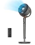 Dreo Fan for Bedroom, 120° Oscillating Standing Fans, Quiet Floor Fan with DC Motor, 85ft Pedestal Fans for Room, 8 Speeds, 3 modes, 20dB, 120° Manual Vertical, 35-40" Adjustable Height, 8H Timer