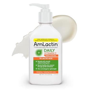 AmLactin Daily Vitamin C Lotion – Brightening Body Lotion for Dry Skin - No-Scrub Exfoliator and Moisturizer with 7% Lactic Acid AHA and Vitamin C, 7.9 oz (Packaging May Vary)​