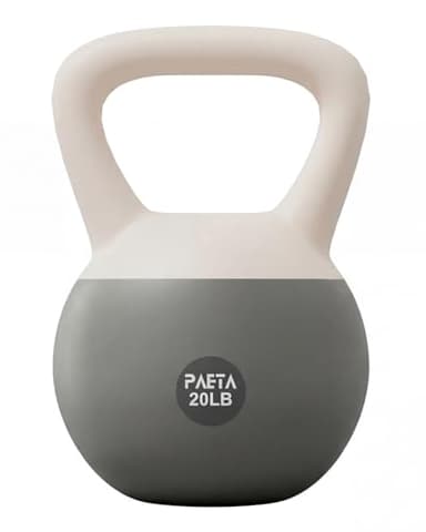 PAETA Soft Kettlebell for Home Gym – Anti-Slip Grip & Wide Handle Design, Soft-Sided Cushioned Base Kettlebell, Soft Kettlebell set for Strength Training - Ideal for Men, Women, 20lbs White