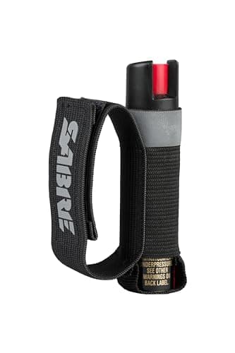 SABRE Runner Pepper Gel, Police Strength OC Spray, Adjustable 360° Reflective Hand Strap for Easy Carry & Access, 0.67 fl oz, 4X Longer Spray Time - Up to 13 Seconds, HPLC Tested, Reduced Blowback