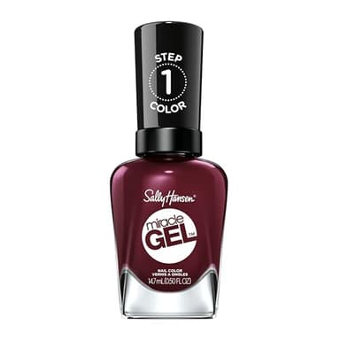 Sally Hansen Miracle Gel Salon Quality Nail Polish | Gel-Like Formula, Two-Step System, No UV Light Needed, Long Lasting | Opaque, Glossy | 479 Wine Stock | Wine Red Nail Color