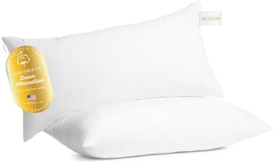 Digital Decor 100% Cotton Luxury Hotel Pillows King Size Set of 2, Cooling Hypoallergenic Down Alternative Bed Pillows for Sleeping, Medium Support for Side & Back Sleepers, Made in USA, 36" x 20"