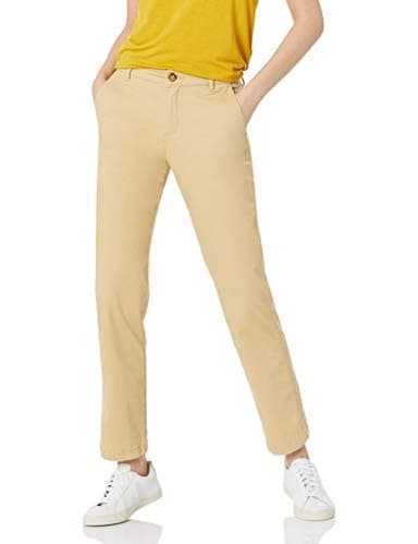Amazon Essentials Women's Slim Fit, Straight leg Stretch Twill Chino Pant, Khaki Brown, 0