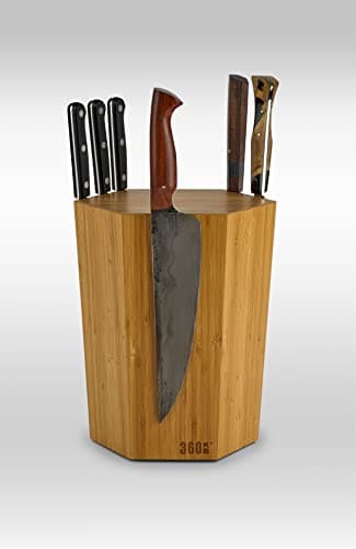 360KnifeBlock® - The 360KB™ (bamboo) ROTATING Magnetic Knife Block 10" tall SeriousEats/Food&Wine BEST Universal Knife Block - handmade in Washington