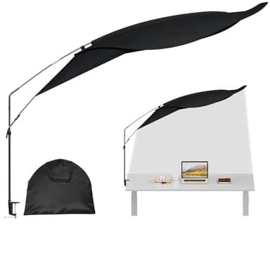 Large Office Cubicle Desk Shade – Blocks Overhead Light, Reduces Eye Strain & Headaches for Light Sensitive Workers, Anti-Glare Canopy, Black