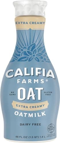 Califia Farms - Extra Creamy Oat Milk, 48 Oz, Dairy Free, Plant Based, Vegan, Gluten Free, Non GMO, High Calcium, Smoothie, Oatmilk