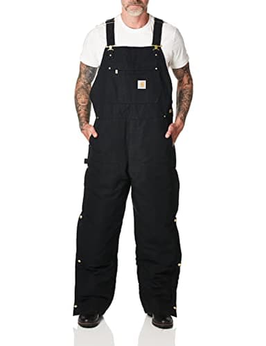 Carhartt mens Loose Fit Firm Duck Insulated Bib (Big & Tall) overalls and coveralls workwear apparel, Black, 4X-Large US