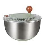 Stainless Steel Salad Spinner, 5.3 Qt Lettuce Spinner with Non-Slip Base, Drain, Stop Button, Fruit and Vegetable Washer and Dryer Spinner
