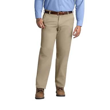 Red Kap Men's Stain Resistant, Flat Front Work Pants, Khaki, 40W x 32L
