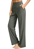 Soothfeel Wide Leg Pants for Women Yoga Work Pants with Pockets High Waist Lounge Sweatpants Dress Pants Petite/Tall 30"(Grey Sage, XXL)