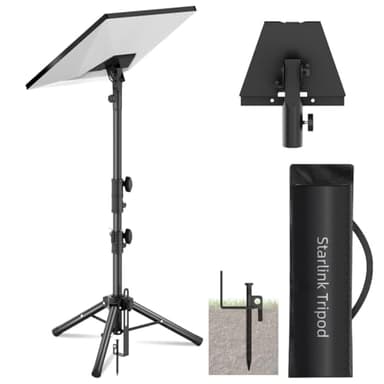 Futrue-Wolker Starlink Mount Gen 3, Starlink Tripod Stand with Mount Adapter, Adjustable Height Starlink Tripod Mount Gen 3, 90° Tilt Angle Adjustment Starlink Antenna Pipe Adapter (Black)