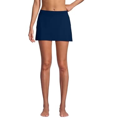 Lands' End Womens Chlorine Resistant Swim Skirt Swim Bottoms Control Deep Sea Navy Regular 12