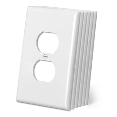 CML Oversized Duplex Outlet Covers, 6 Pack Jumbo Electrical Outlet Wall Plate, 1-Gang White Switch Plates, Dual Receptacle Faceplate, Over-Size 3.5” x 5.5”, Impact Resistant, ETL Listed
