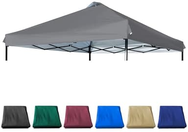 JANCANOPY 10x10 Canopy Replacement Top with Air Vent Silver Coated for Straight Leg Canopy Frame, (Dark Grey)