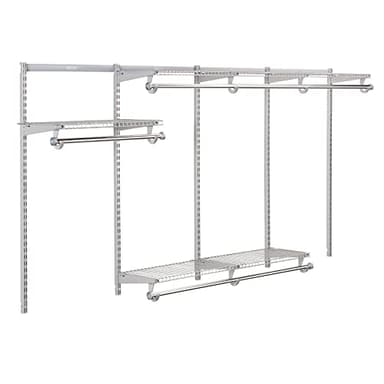 Rubbermaid Configurations Custom Closet Kit 4-8 Ft. Adjustable Metal Wire Shelving Titanium Finish Expandable Organization System Hardware Included for Home Closet/Pantry/Laundry/Mudroom