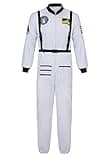 Mens Astronaut Costume Adult Dress Up Clothes Space Fancy Jumpsuit Cosplay Onesie White-L