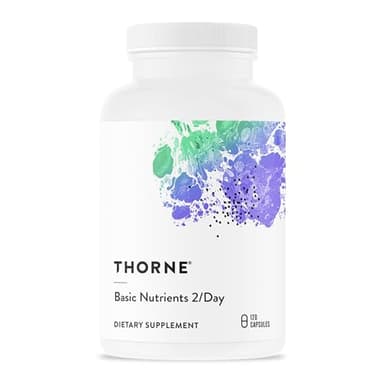 THORNE - Basic Nutrients 2/Day - Comprehensive Daily Multi-Vitamin with Optimal Bioavailability - Vitamin & Mineral Formula - Third-Party Certified - Gluten, Dairy & Soy-Free - 120 Capsules