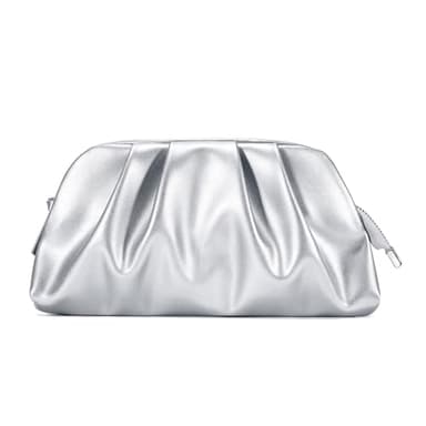 SWEETV Dressy Vegan Leather Clutch Purse for Women Formal, Soft Pleated PU Evening Clutch for Weddings, Proms, Cocktail-Gemma