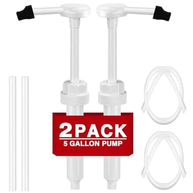 2 Pack 5 Gallon Pump Dispenser 38-400 1 oz Dispenser Pump for Large Gallon Bucket with 50cm Extended Tube, Cap to Avoid Dripping, Great for Shampoo, Conditioner, Bleach Liquid, Laundry, Detergent, Oil