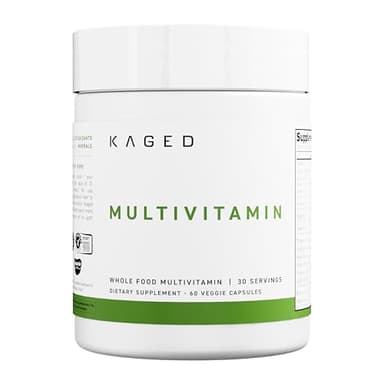 Kaged Multivitamin Capsules | Unflavored | Whole Foods Organic Fruits & Veggies | Plant Based Vegan Multivitamin | Vitamin C, D, E, B12 | Supplements for Men & Women | 30 Servings