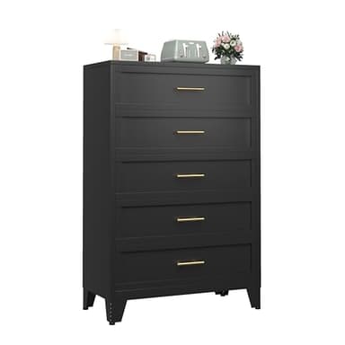 Ckzbx Metal Dresser Tall Black Dresser for Bedroom Chest,53.54" H Drawer Chest, Closet Dressers & Chests of Drawers for Living Room, Hallway (5 Drawers)