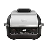 Ninja EG201 Foodi 6-in-1 Indoor Grill with Air Fry, Roast, Bake, Broil, & Dehydrate, 2nd Generation, Black/Silver (Renewed)