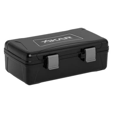 Xikar Cigar Travel Carrying Case, Holds Up to 10 Cigars, Made of ABS Molded Plastic, Includes 1 Humidifier, Watertight, Crushproof, Airtight, Black