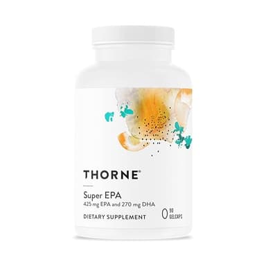 THORNE - Super EPA - Omega-3 Fatty Acids EPA 425mg & DHA 270mg Supplement - Support Brain, Cardiovascular, Joints & Skin* - Gluten, Dairy & Soy-Free - 90 Gelcaps