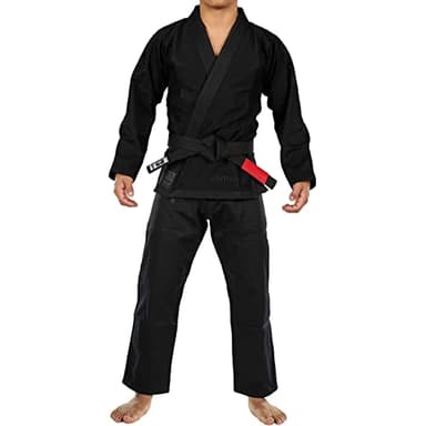 FUJI Elemental Brazilian Jiu Jitsu Gi, BJJ Uniform with Pearl Weave Jacket, made from Cotton Blend Black, Size A2