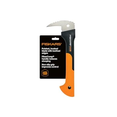 Fiskars 12" Hookaroon - Non-Slip Grip Handle with Pointed, Angled Blade - Landscaping Tool for Rotating, Dragging, Stacking Logs - Black/Orange