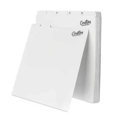 Carstens Records Heavy Duty Vinyl Album Dividers A-Z | 12" Organizers with Tabs | Pack of 26 White | Made in The USA | for Top Browsing