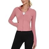 M MOTEEPI Long Sleeve Workout Tops for Women BBL Define Jacket Running Athletic Gym Clothes Golf Shirts Yoga Exercise Rose Pink Large
