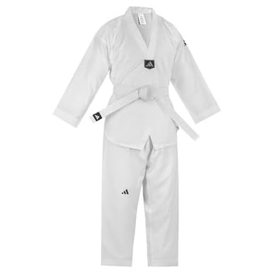 adidas Basic Taekwondo Student White Uniform - White V-Neck - Size 190