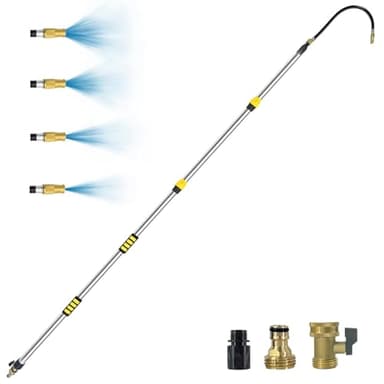 Buyplus 18FT Reach Telescopic Gutter Cleaning Tools from the Ground, Long Reach Gutter Cleaner Wand with Hose Attachment, Rain Gutter Cleaner Tool with Extension Pole for 2nd Story House