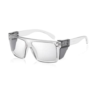 BEASVFE Photochromic Anti Bluelight UV400 Auto-Darkening Clear to Smoke Lens Transitional ANSI Z87.1 Safety SunglassesGlasses (Clear (Grey Shield))