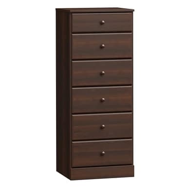 Prepac Astrid Tall Brown Dresser: 16.5"D x 19.75"W x 50"H, 6-Drawer Chest for Bedroom by Prepac - Perfect Chest of Drawers for Ample Storage