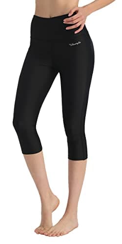 Ubestyle UPF 50+ High Waist Women's Yoga Capri Leggings Swimming Tights Sun Protective Black