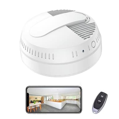 LIZVIE Smoke Detector Camera, 10000mAh Smoke Detector Camera with 2.4G WiFi & APP Remote Control/Night Vision/Motion Detection/Real-Time View/SD Storage Supports for Home Security.