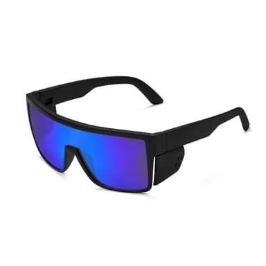 BINGKING Safety Polarized Sunglasses for Men and Women Square Frame and Includes Removable Side Shields, Meets Z87 Standard (Matte Blue mirror)