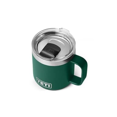 YETI Rambler 10 oz Ceramic Lined Stackable Mug, Vacuum Insulated, Stainless Steel with MagSlider Lid, Black Forest Green