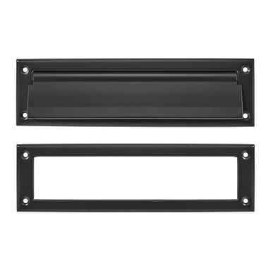 khtumeware Matte Black 13 inch 1-Pack Solid Brass Mail Slot with Solid Brass Internal Frame is Well Made Door Mail Slots