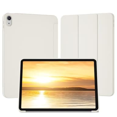 SQQSOOZ Case for iPad Air 11 Inch (M3/M2, 2025/2024), for iPad Air 5th/4th Gen 10.9 Inch Without Pencil Holder, Slim Folio Trifold Stand Cover with Soft TPU Back, Auto Wake/Sleep, Beige