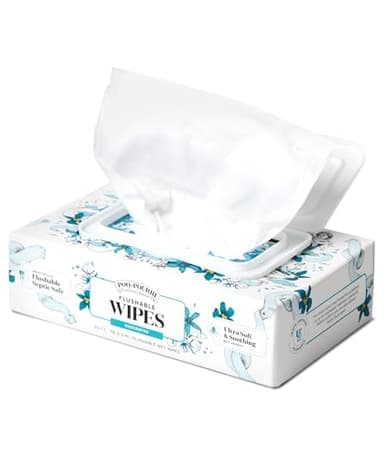 Poo~Pourri Unscented Flushable Wipes - Made with Plant Based Fibers, Aloe, Vitamin E, Chamomile, and Oat Extract - Adult Wet Wipes - 50 count Dispenser Box - Sewer & Septic Safe - Sensitive Skin Safe
