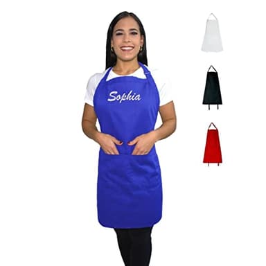 BEN KAUFMAN SALES CO Personalized Apron for Men & Women | Add Your Name or Text | Custom Embroidered Apron with Adjustable Bib & Large Front Pockets Friends (Navy)