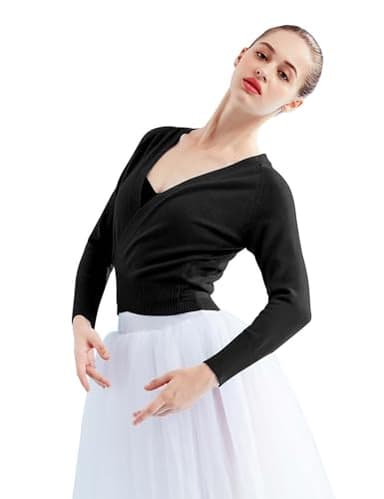 Daydance Black Women Ballet Sweater Wrap Soft Dance Warm Up Clothes for Leotards