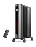 Dreo Oil Filled Radiator Heater, 1500W Radiant Heater with Remote Control, Digital Thermostat, 4 Modes, 24h Timer, 10 Safety Protections, Child Lock, Space Heaters for Indoor Use Large Room Bedroom