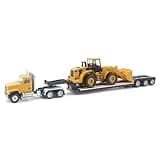 Diecast Masters | 1:87 Scale Cat CT681 Day Cab Tractor with Lowboy Trailer and Cat 950G Wheel Loader | Model 84418