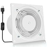 HG Power 6 Inch Kitchen Exhaust Fan, 308CFM Powerful Through Wall Basement Exhaust Fan, Wall Mount Bathroom Extractor Fan for Garage, Window Ventilation, White
