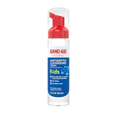 Band-Aid Brand Antiseptic Cleansing Foam for Kids, First Aid Antiseptic Foam Kills Germs to Prevent Infection, with Benzalkonium Cl Wound Antiseptic & Aloe, No Sting, 2.3 fl. oz